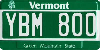 VT license plate YBM800
