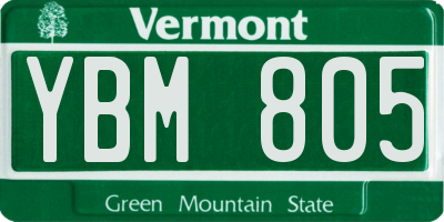VT license plate YBM805