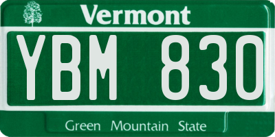 VT license plate YBM830