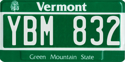 VT license plate YBM832