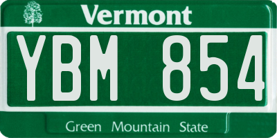 VT license plate YBM854