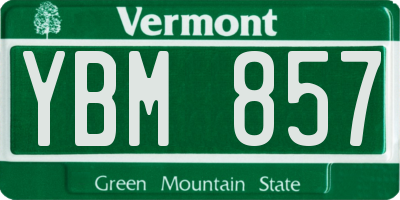 VT license plate YBM857