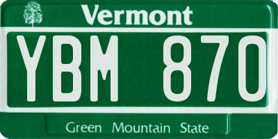 VT license plate YBM870