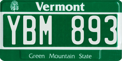 VT license plate YBM893