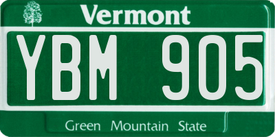 VT license plate YBM905