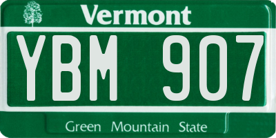 VT license plate YBM907