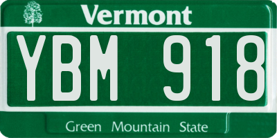 VT license plate YBM918