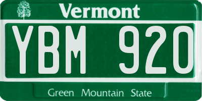VT license plate YBM920