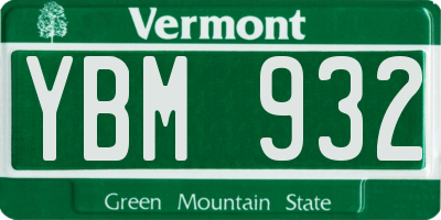 VT license plate YBM932