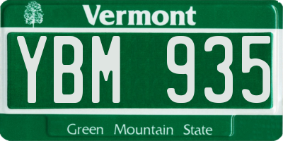 VT license plate YBM935