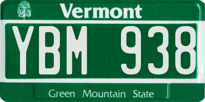 VT license plate YBM938