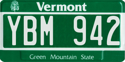 VT license plate YBM942