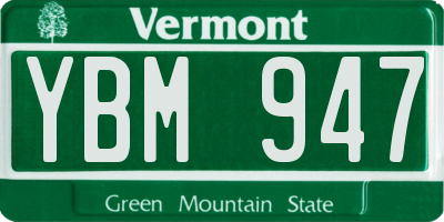 VT license plate YBM947