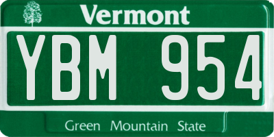 VT license plate YBM954