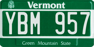 VT license plate YBM957