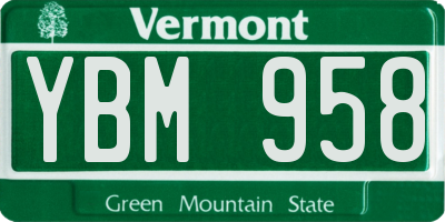 VT license plate YBM958