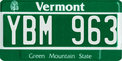 VT license plate YBM963