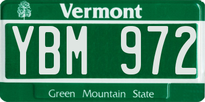 VT license plate YBM972