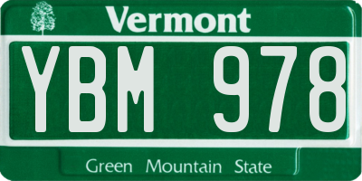 VT license plate YBM978