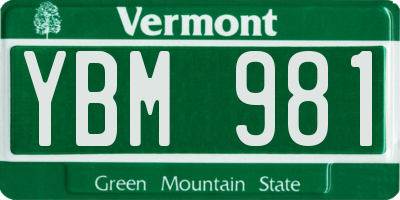 VT license plate YBM981