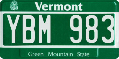 VT license plate YBM983