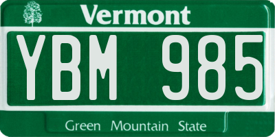 VT license plate YBM985
