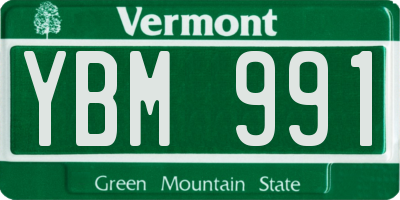 VT license plate YBM991