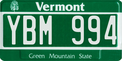 VT license plate YBM994