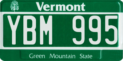 VT license plate YBM995