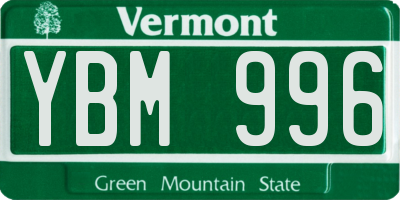 VT license plate YBM996