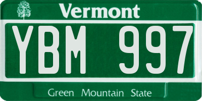 VT license plate YBM997