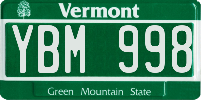 VT license plate YBM998