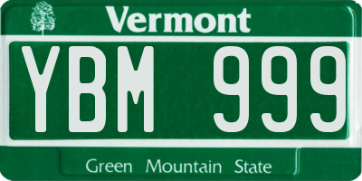 VT license plate YBM999