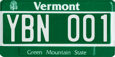 VT license plate YBN001