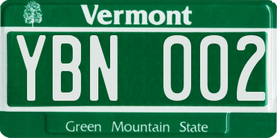 VT license plate YBN002