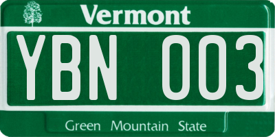 VT license plate YBN003