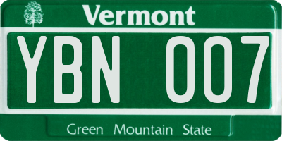 VT license plate YBN007