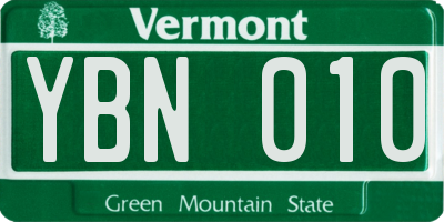 VT license plate YBN010