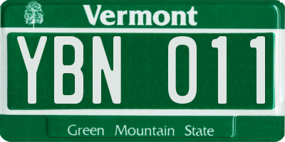 VT license plate YBN011