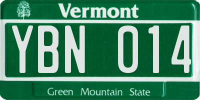 VT license plate YBN014