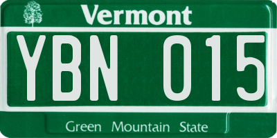 VT license plate YBN015
