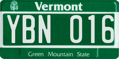 VT license plate YBN016