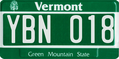VT license plate YBN018