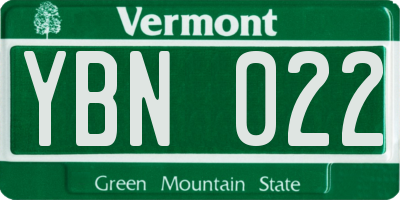 VT license plate YBN022