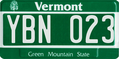 VT license plate YBN023