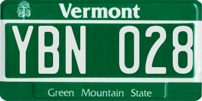 VT license plate YBN028
