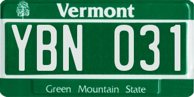 VT license plate YBN031