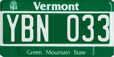 VT license plate YBN033
