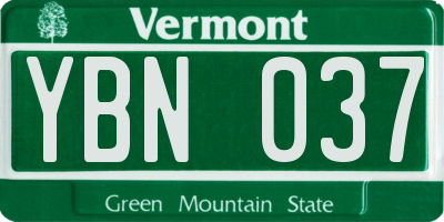 VT license plate YBN037