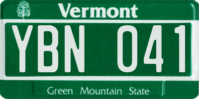 VT license plate YBN041